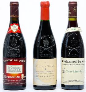 1 bt. Chateauneuf-du-Pape, Da Capo, Domaine de Pegau 1998 A hfin.  etc. Total 3 bts.