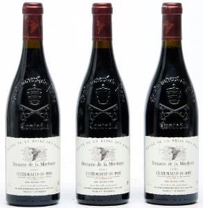 3 bts. Chateauneuf-du-Pape Cuvée de la Reine des Bois, Domaine de la Mordorée 2001 A hfin.