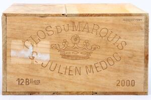 12 bts. Clos du Marquis, 2wine Château Léoville-Las- Cases 2000 A hfin. Owc.