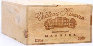 12 bts. Château Kirwan, Margaux. 3. Cru Classé 2000 A hfin. Owc.
