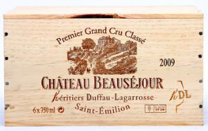 6 bts. Château Beauséjour Duffau-Lagarrosse, Saint-Émilion 1. Grand Cru Classé 2009 A hfin. Owc.