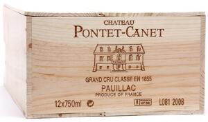12 bts. Château Pontet Canet, Pauillac. 5. Cru Classé 2008 A hfin. Owc.