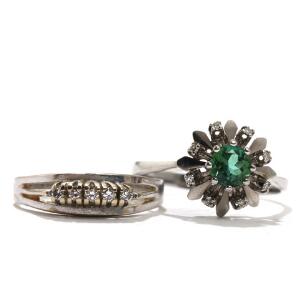 To ringe af 14 kt. hvidguld. Vægt 7 gr. Str. 61 og 64. Ca. 1990erne. 2
