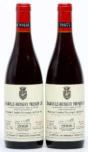 2 bts. Chambolle Musigny 1. Cru, Domaine Comte Georges de Vogüe 2008 A hfin.