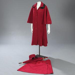 Alcantara frakke, nederdel, hat og paraply af rødt alcantara. 4