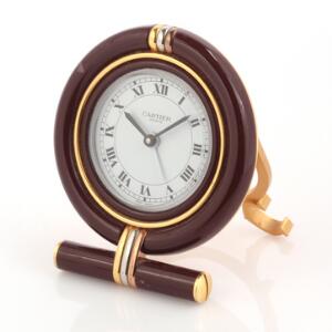 Cartier Rejsevæggeur. Quartz. Diameter 75 mm. Original æske medfølger.