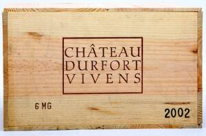 6 bts. Mg. Château Durfort Vivens, Margaux. 2. Cru Classé 2002 A hfin. Owc.