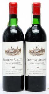 2 bts. Château Ausone, 1. Grand Cru Classé A 1969 Chateau bottled. A-AB bn.