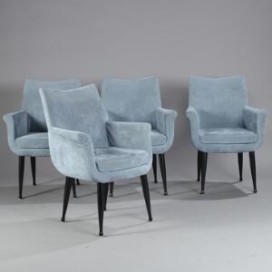 Italiensk design Fire armstole med blågråt alcantara og sortlakerede ben af træ. Udført hos Moroso, Italien. 4