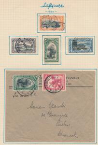 Belgisk Congo. Lot ældre mærker incl. 4 breve på 8 gamle albumsider.