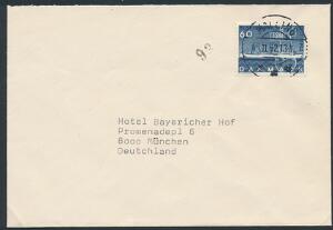 1962. Selandia. 60 øre, blå. Flourescerende papir. Single frankering på brev til TYSKLAND, annulleret med retvendt PRAGT-stempel MALLING 5.11.62. Meget sjælden