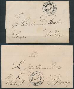 1852-53. 2 Tjenestebreve fra Kiøbenhavn til Rørvig. Begge med fuldt indhold og segl fra Overlodsen.