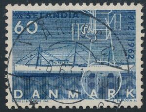 1962. Selandia. 60 øre, blå. Flourescerende papir. LUXUS-stemplet ÅRHUS C 21.6.63. Et sjældent mærke i denne kvalitet