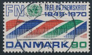 1970. FN. 90 øre, rødblågrøn. LUXUS-stemplet KØBENHAVN 3.2.71. Et sjældent mærke i dennne kvalitet