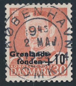 1959. Grønlandsfonden. 3010 øre, rød. LUXUS-stemplet.