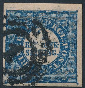 1852. 2 RBS Thiele, blå. Plade I, nr.72. Pænt mærke med pæne rande med mindre afskrabning på forsiden. Attest Nielsen.