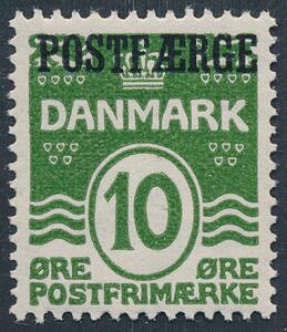 1922. 10 øre, Bølgelinie, grøn. Postfrsk. AFA 500