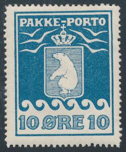 1905. 10 øre, mørkblå. Smukt ubrugt mærke. AFA 6000