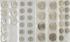 USA, dollar 1921 - 1928, KM 110, 150, 8 stk., øvrige mønter halfdollar etc., 31 stk., samlet 39 stk.