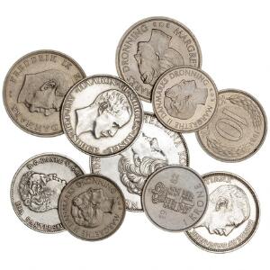 Christian VIII, rigsbankdaler 1847, H 4A, moderne mønter 7 stk. inkl. 2 kr 1916, Norge, 2 kr 1908, Holland, 2 12 gulden 1938, i alt 10 stk.