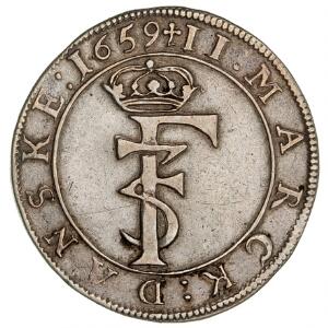 Norge, Frederik III, 2 mark 1659, NM 154A, H 67C, enkelte små skrammer