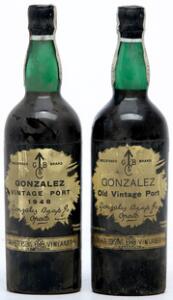2 bts. Gonzalez Vintage Port 1948 Bottled in DK. AB ts.