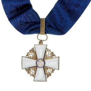 Finland, ordenstegn til kommandør af den hvide roses orden - 1. klasse, med originalt blåt bånd