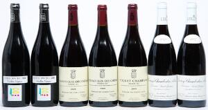 2 bts. Gevrey Chambertin 1. Cru Lavaux St. Jacques, Maison Leroy 2007 A hfin.  etc. Total 7 bts.