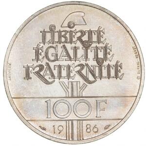 Frankrig, 100 Francs 1986, KM 960 - Piefort Ag, 30 g 9001000, kanthak