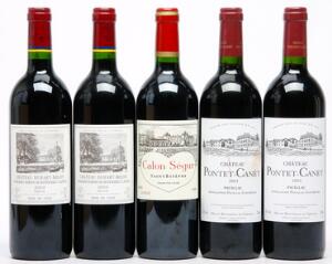 1 bt. Château Calon Ségur, Saint - Estephe. 3. Cru Classé 2003 A hfin.  etc. Total 5 bts.