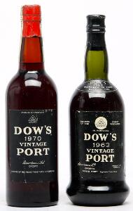 1 bt. Dows Vintage Port 1963 Bottled in DK. AB ts.  etc. Total 2 bts.