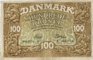 100 kr 1926A, nr. 3463714, V. Lange  Boye, Sieg 109, DOP 116