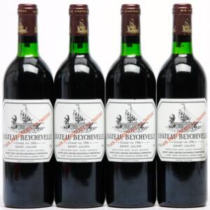 4 bts. Château Beychevelle, Saint - Julien. 4. Cru Classé 1986 A-AB bn.