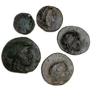 Antikkens Grækenland, Ionien, 5 kobbermønter, 4. århundrede f.Kr., Æ10-17