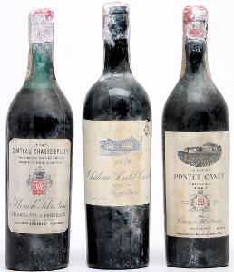 1 bt. Château Pontet Canet, Pauillac. 5. Cru Classé 1947 Bottled in DK. BC us.  etc. Total 3 bts.