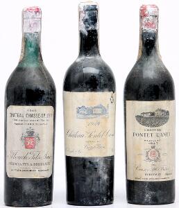 1 bt. Château Pontet Canet, Pauillac. 5. Cru Classé 1947 Bottled in DK. BC us.  etc. Total 3 bts.