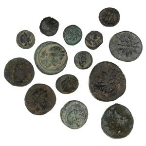 Antikkens Grækenland, Mysien, 14 kobbermønter, Æ10-21, 4.-1. århundrede f.Kr.