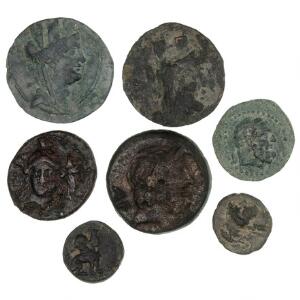 Antikkens Grækenland, Pamphylien og Silicien, 7 kobbermønter, ca. 3.-2. århundrede f.Kr, Æ12-20