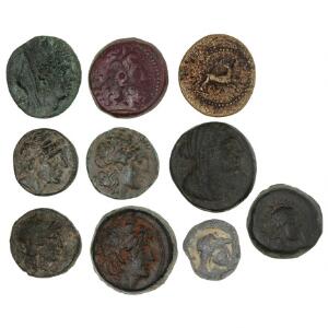 Antikkens Grækenland, 10 kobbermønter fra bl.a. Egypten