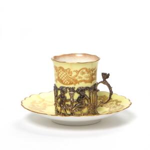 Engelsk kaffesæt af porcelæn med montering af sterlingsølv. Royal Worcester. London, 1900. Original præsentationsæske medfølger. 6