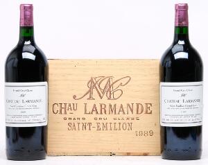 6 bts. Mg. Château Larmande, Saint-Émilion Grand Cru Classé 1989 A hfin. Owc.