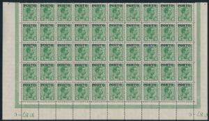 1921. Chr.X. 5 øre, grøn. Postfrisk nedre marginal 50-BLOK No 87-C. AFA 6000