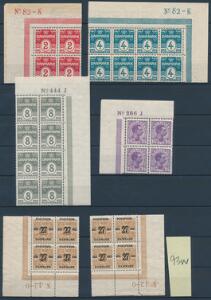 1913-1921. Planche postfriske mærker i enheder alle med hjørne marginal.