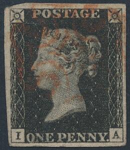 England. 1840. One penny, black. Plade 10. I-A. SG £ 700