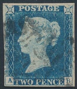 England. 1840. Two penny, blue. A-B. Pænt mærke. SG £ 675