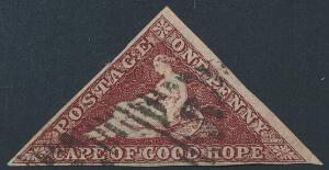 Cape of Good Hope. 1863-64. 1 d. brownish red. Smukt eksemplar. SG £ 225