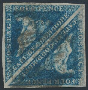 Cape of Good Hope. 1863-64. 4 d. blue. Fint parstykke. SG £ 150