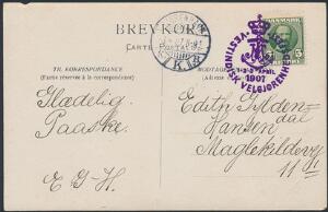 1907. VESTINDISK VELGJØRENHEDSFEST. Udstillingskortet tegnet af Prinsesse Marie. Mærket annulleret med særstemplet.