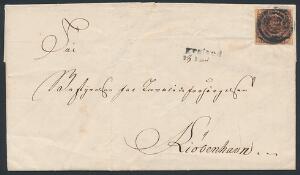 1851. 4 RBS Ferslew. Plade I. Brev fra Næstved til København. Stumt stempel og langstempel NESTVED 23 MAI. Sjældent brev. DAKA 5000