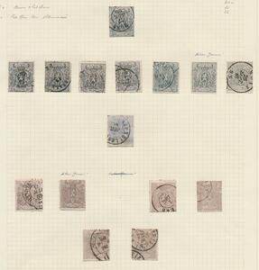 Belgien. 1866-1883. Special samling på 4 albumsider med mærker i antal incl. farvenuancer og takninger.